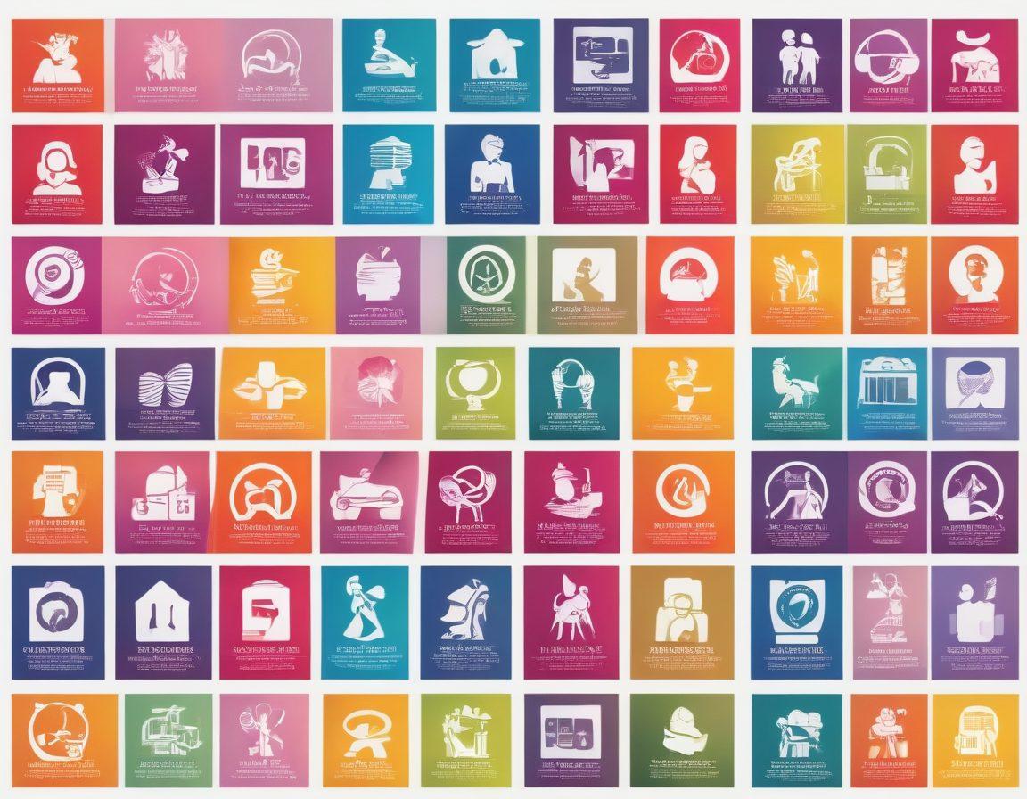 A sleek and stylish layout showcasing various icons representing different porn categories such as Amateur, MILF, and Lesbian, all arranged in a visually appealing, grid-like structure. Each icon should be tasteful and not explicit, hinting at the content subtly with suggestive, elegant silhouettes, surrounding a prominent header that reads 'The Ultimate Guide'. futuristic design. vector art. vibrant colors. white background.